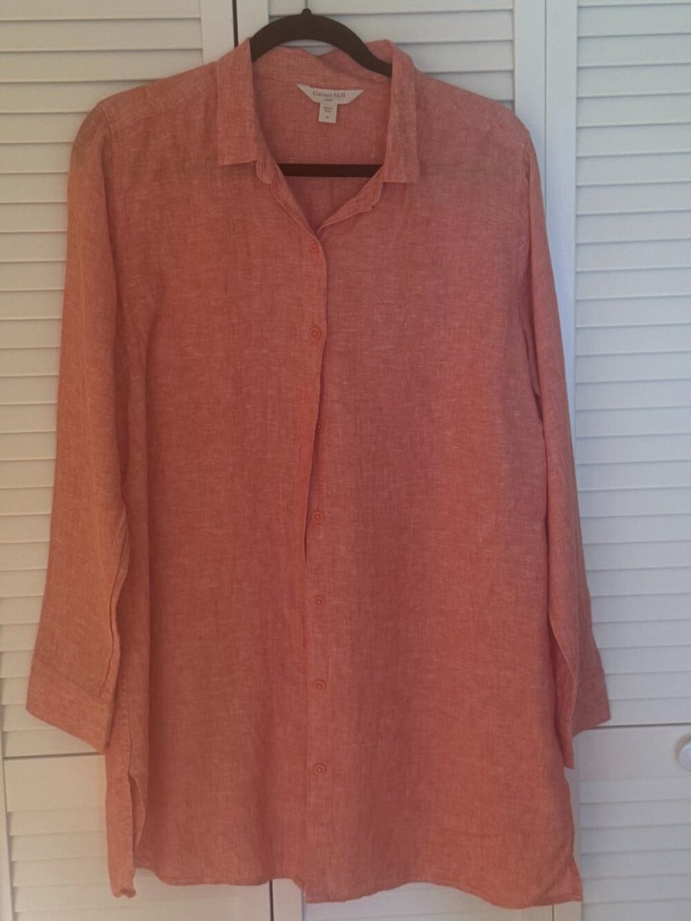 Garnet Hill Easy Linen Tunic,  Size M (8-10),  Vintage Red Chambray - New